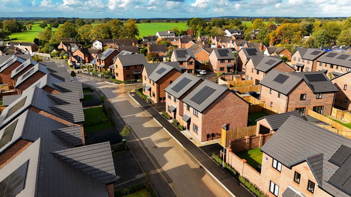 Drone shot of a housing development